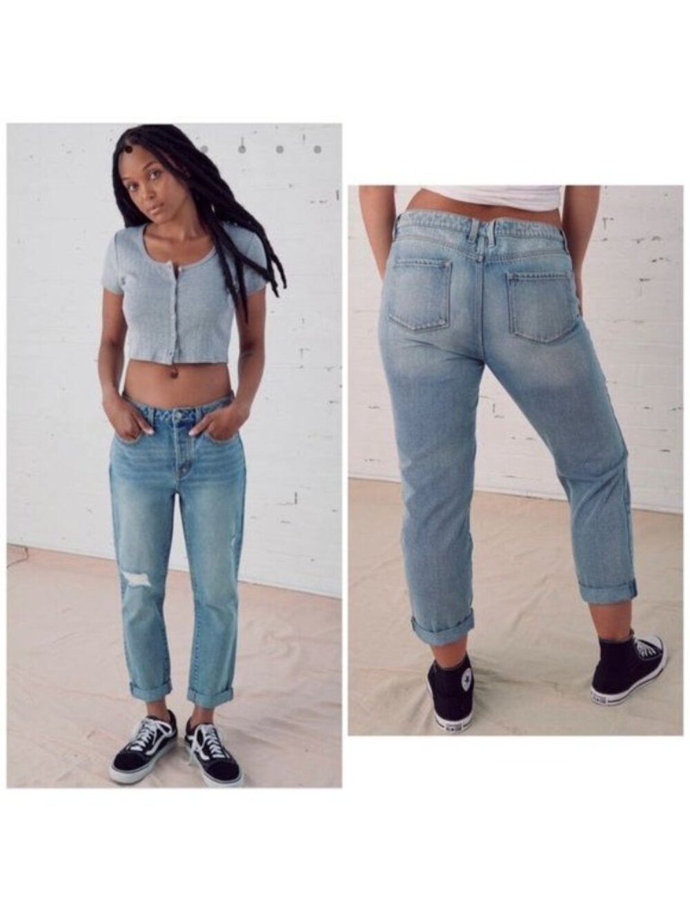 RSQ Light Wash distressed high waisted Boyfriend straight jeans size 23